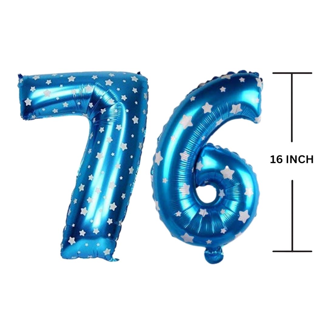 16 Inches BLUE HERATS THEME Number Balloon Air or Helium Compactable Balloon for Party Decoration, Birthday, Anniversary