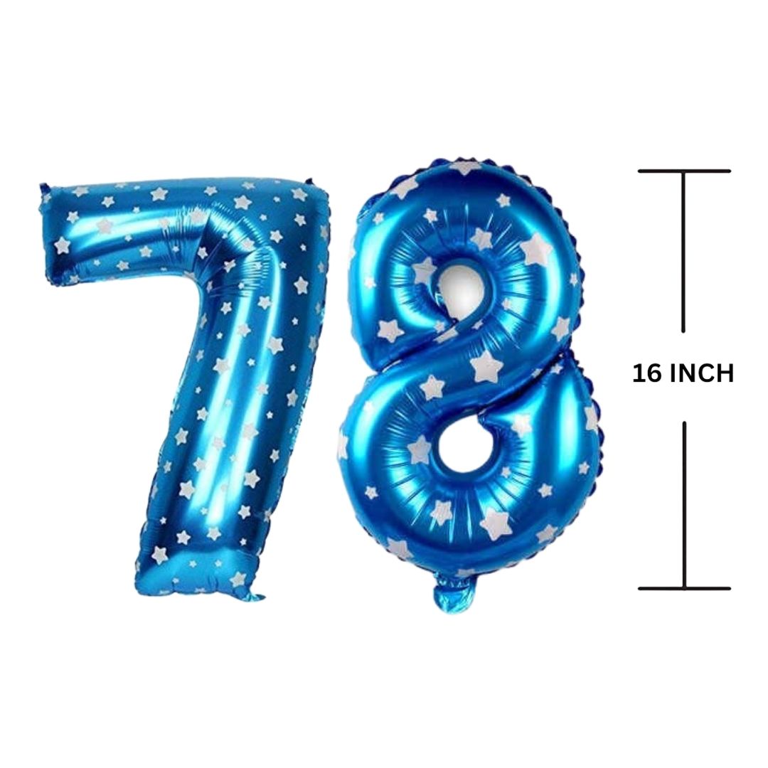 16 Inches BLUE HERATS THEME Number Balloon Air or Helium Compactable Balloon for Party Decoration, Birthday, Anniversary