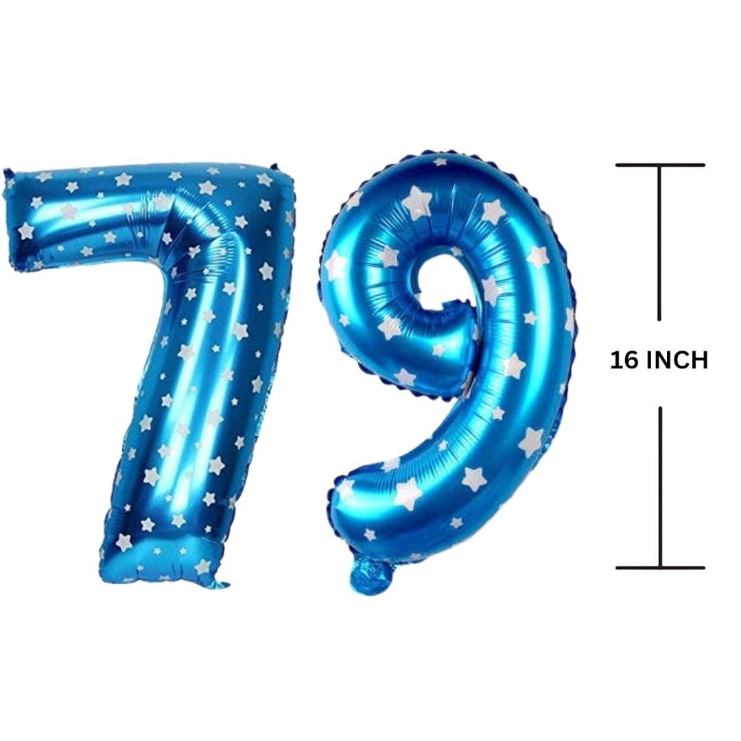 16 Inches BLUE HERATS THEME Number Balloon Air or Helium Compactable Balloon for Party Decoration, Birthday, Anniversary