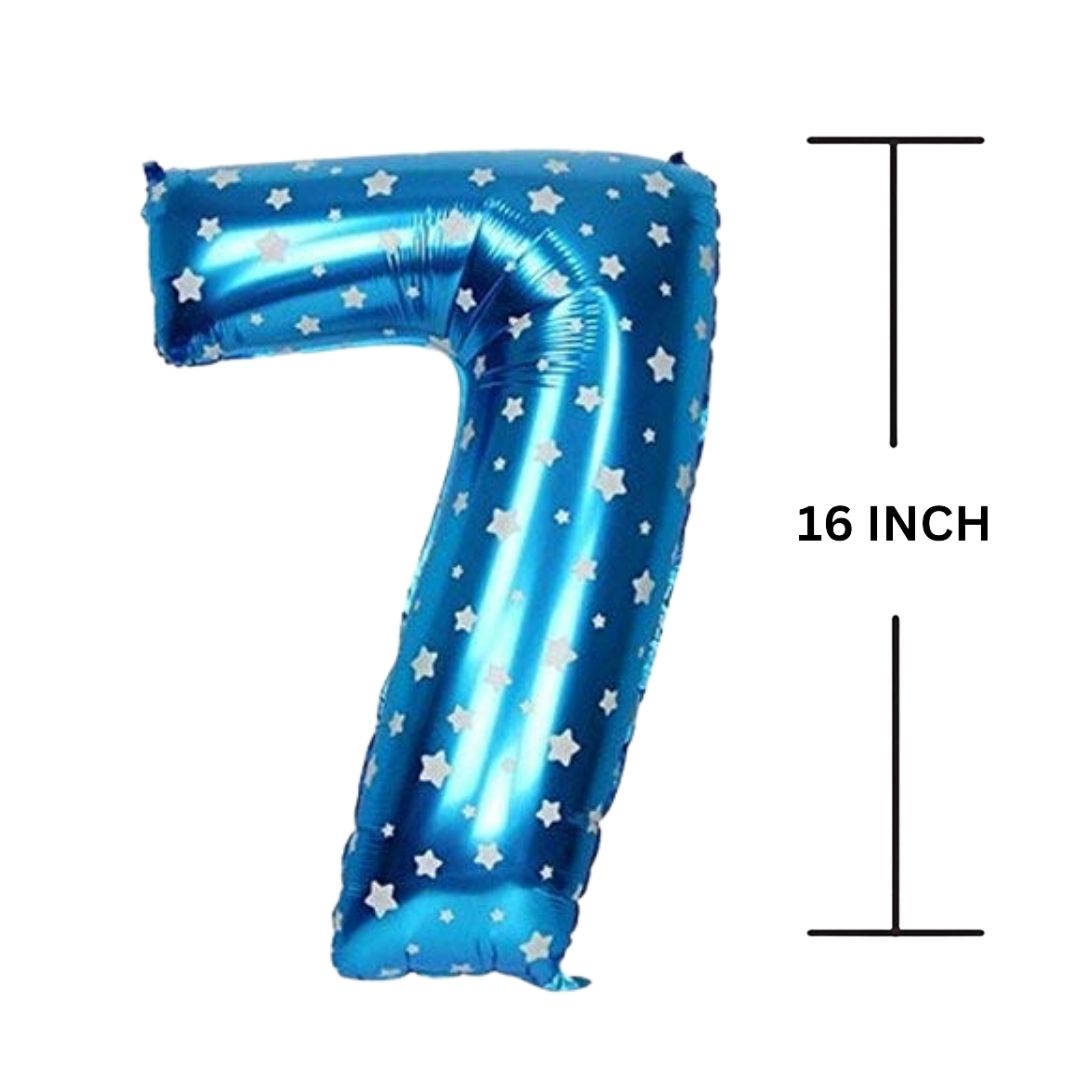 16 Inches BLUE HERATS THEME Number Balloon Air or Helium Compactable Balloon for Party Decoration, Birthday, Anniversary