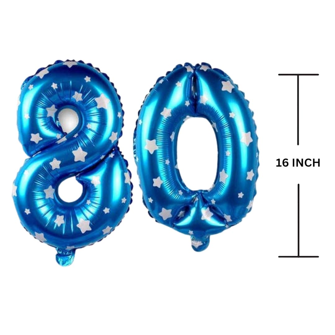 16 Inches BLUE HERATS THEME Number Balloon Air or Helium Compactable Balloon for Party Decoration, Birthday, Anniversary