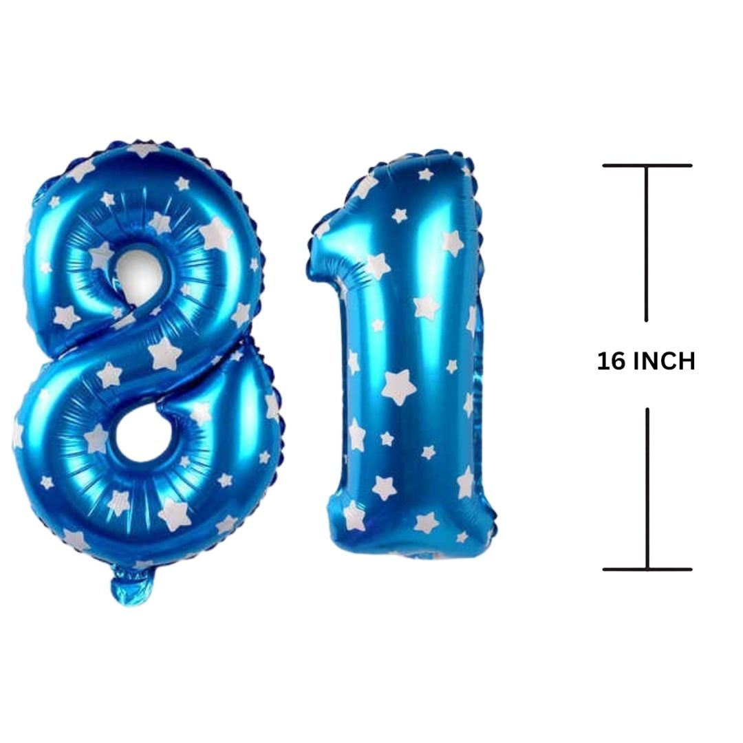 16 Inches BLUE HERATS THEME Number Balloon Air or Helium Compactable Balloon for Party Decoration, Birthday, Anniversary