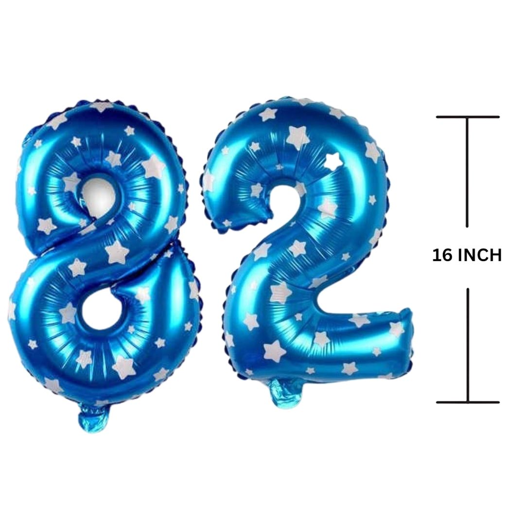 16 Inches BLUE HERATS THEME Number Balloon Air or Helium Compactable Balloon for Party Decoration, Birthday, Anniversary