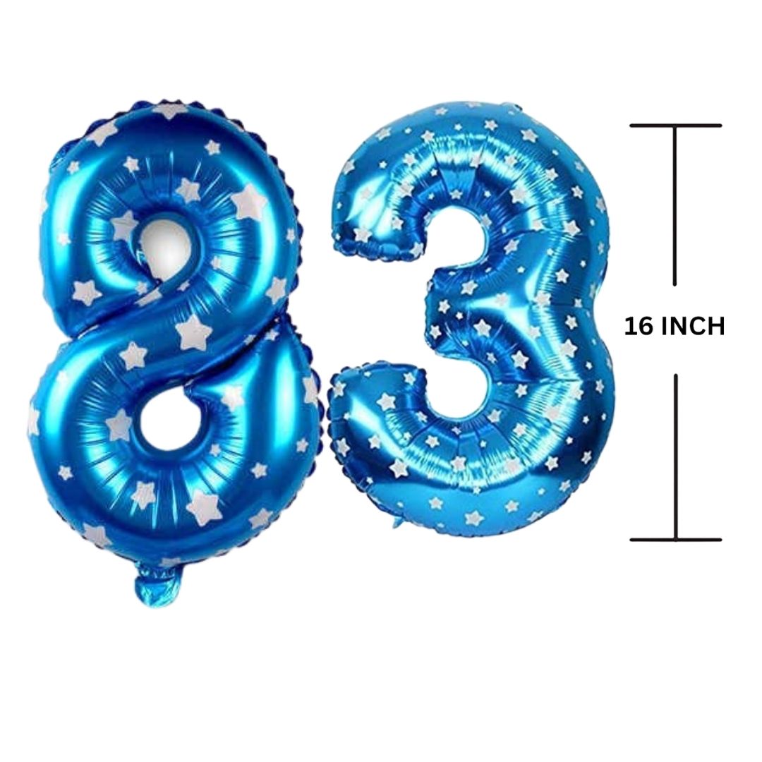 16 Inches BLUE HERATS THEME Number Balloon Air or Helium Compactable Balloon for Party Decoration, Birthday, Anniversary