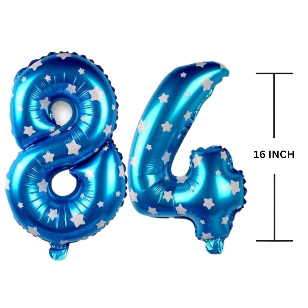 16 Inches BLUE HERATS THEME Number Balloon Air or Helium Compactable Balloon for Party Decoration, Birthday, Anniversary