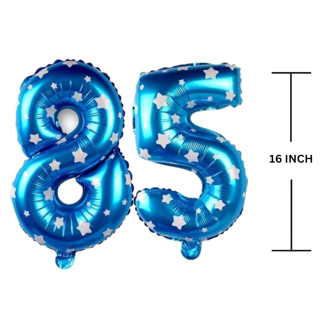 16 Inches BLUE HERATS THEME Number Balloon Air or Helium Compactable Balloon for Party Decoration, Birthday, Anniversary