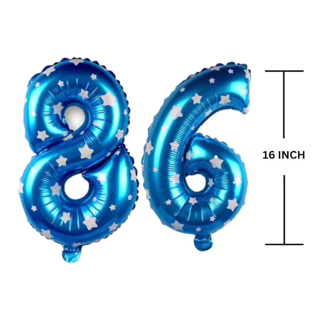 16 Inches BLUE HERATS THEME Number Balloon Air or Helium Compactable Balloon for Party Decoration, Birthday, Anniversary