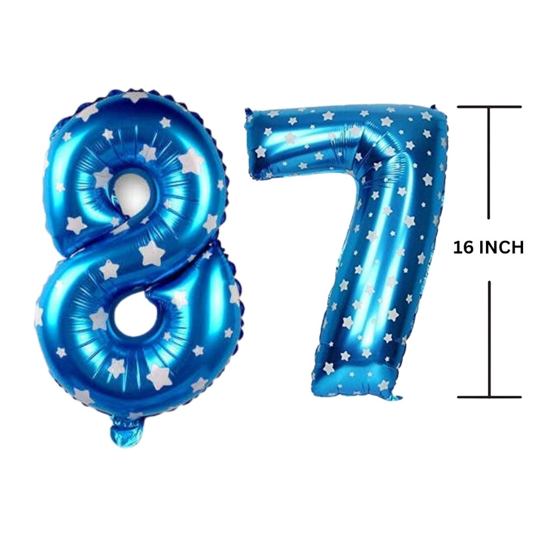 16 Inches BLUE HERATS THEME Number Balloon Air or Helium Compactable Balloon for Party Decoration, Birthday, Anniversary