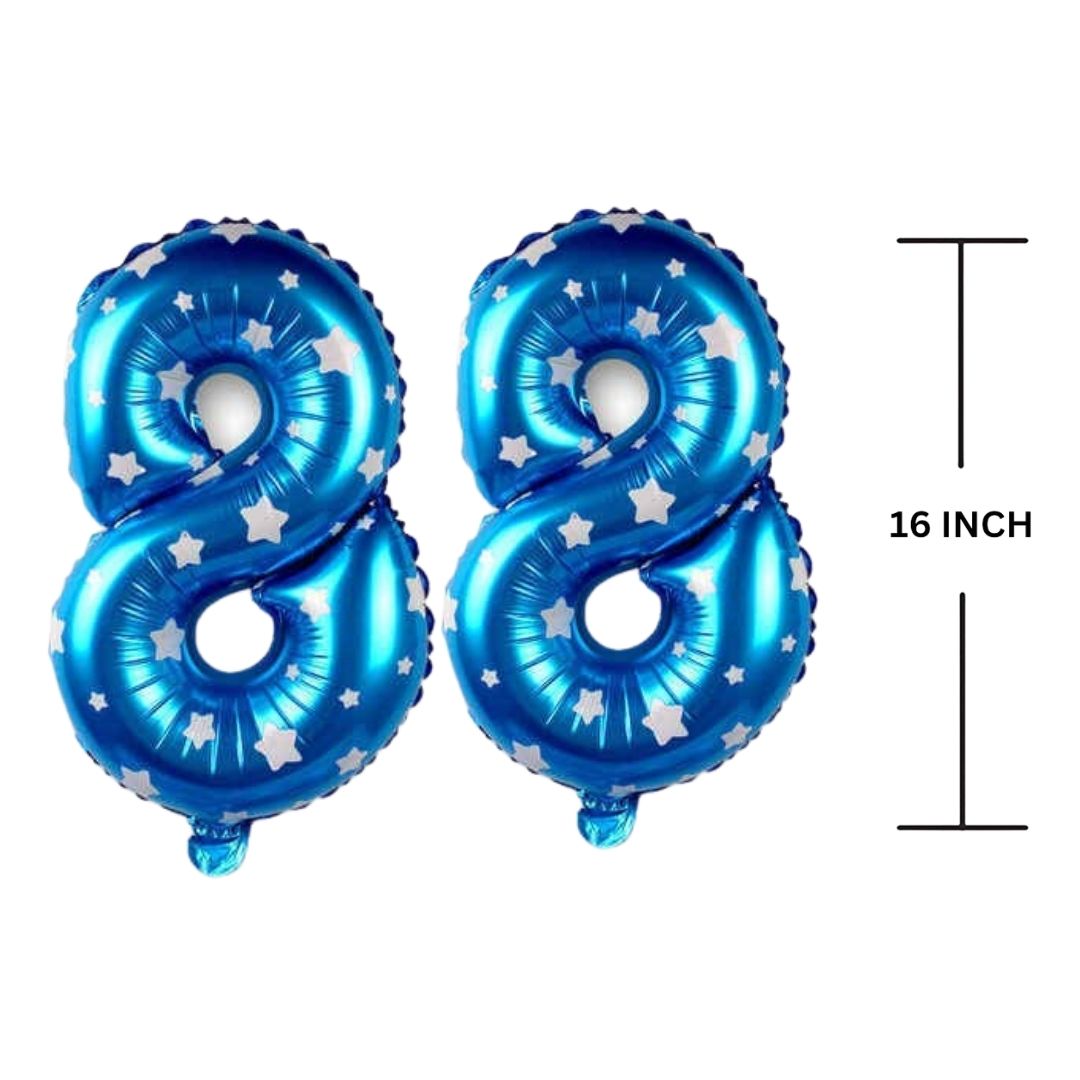 16 Inches BLUE HERATS THEME Number Balloon Air or Helium Compactable Balloon for Party Decoration, Birthday, Anniversary