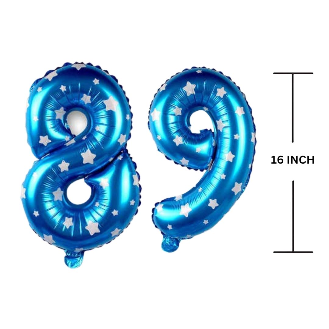 16 Inches BLUE HERATS THEME Number Balloon Air or Helium Compactable Balloon for Party Decoration, Birthday, Anniversary