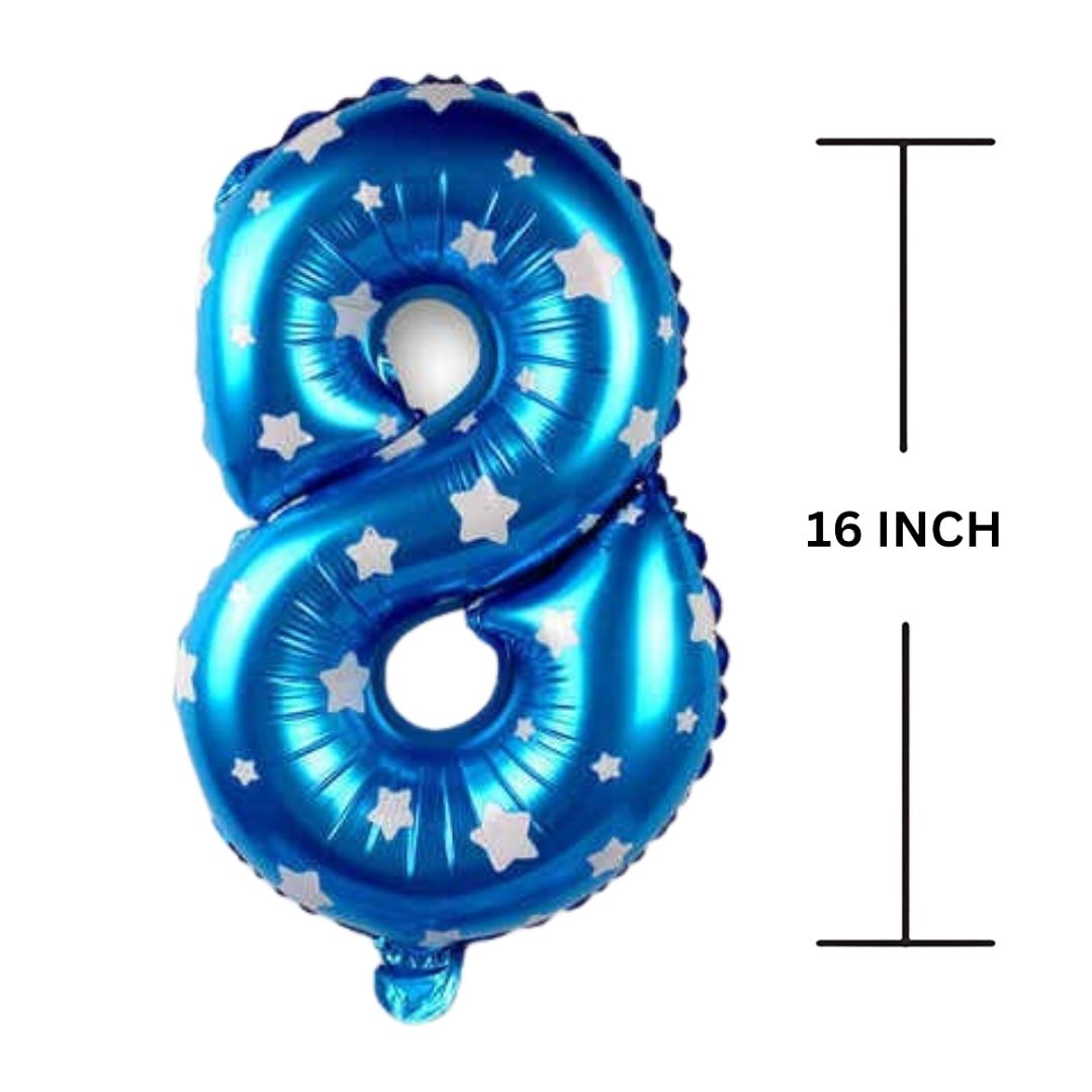 16 Inches BLUE HERATS THEME Number Balloon Air or Helium Compactable Balloon for Party Decoration, Birthday, Anniversary