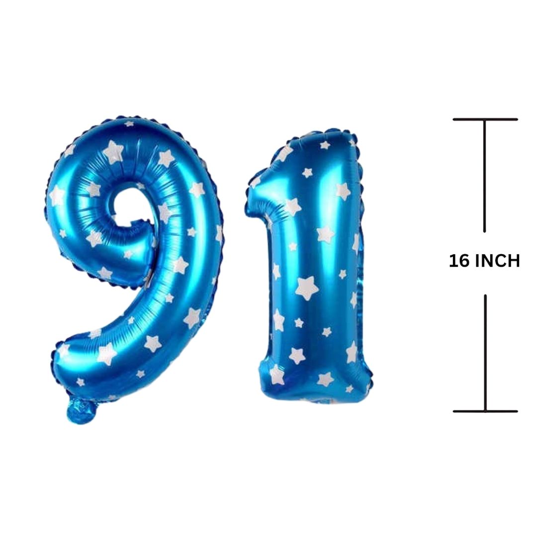 16 Inches BLUE HERATS THEME Number Balloon Air or Helium Compactable Balloon for Party Decoration, Birthday, Anniversary