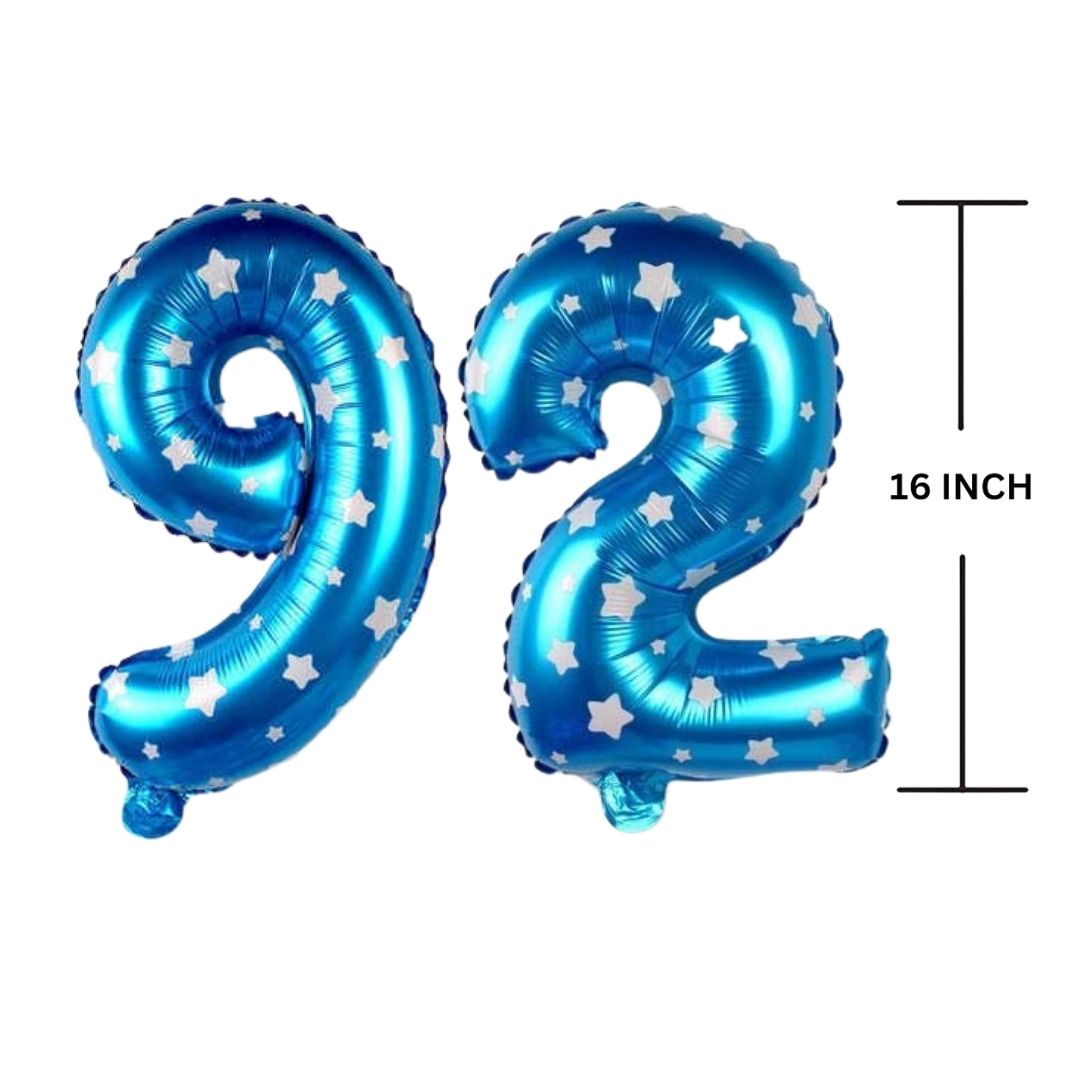 16 Inches BLUE HERATS THEME Number Balloon Air or Helium Compactable Balloon for Party Decoration, Birthday, Anniversary