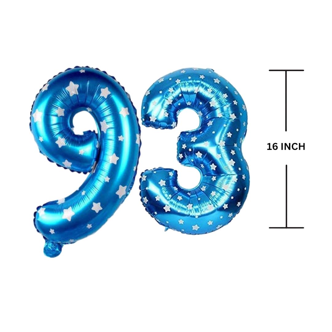 16 Inches BLUE HERATS THEME Number Balloon Air or Helium Compactable Balloon for Party Decoration, Birthday, Anniversary