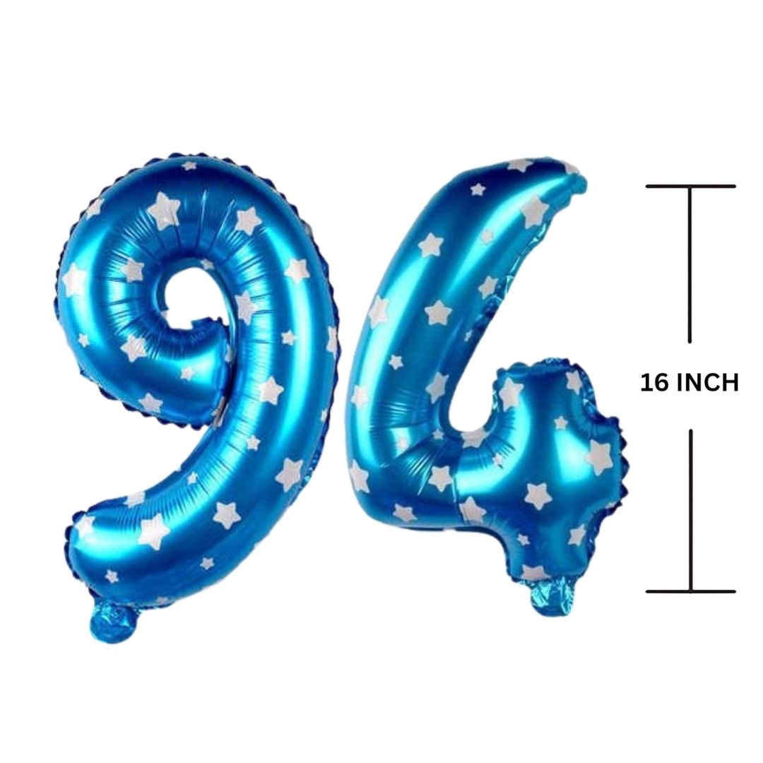 16 Inches BLUE HERATS THEME Number Balloon Air or Helium Compactable Balloon for Party Decoration, Birthday, Anniversary