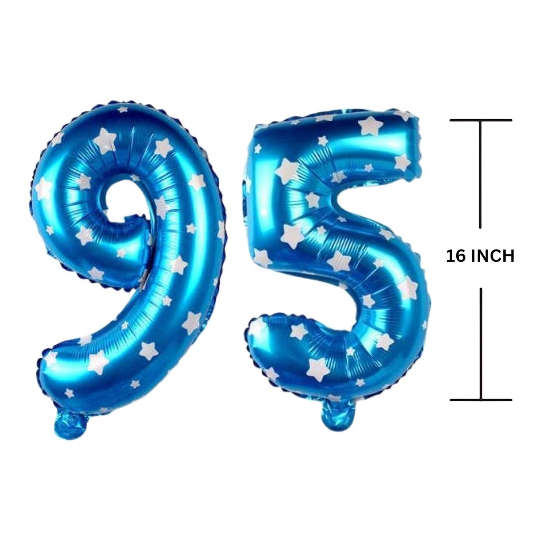 16 Inches BLUE HERATS THEME Number Balloon Air or Helium Compactable Balloon for Party Decoration, Birthday, Anniversary