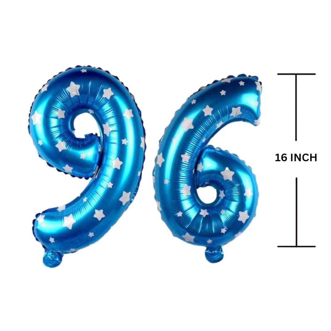 16 Inches BLUE HERATS THEME Number Balloon Air or Helium Compactable Balloon for Party Decoration, Birthday, Anniversary