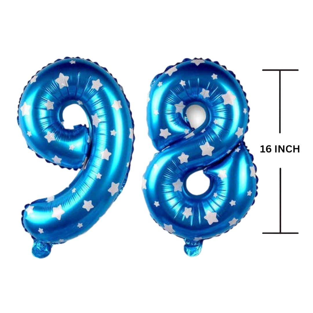 16 Inches BLUE HERATS THEME Number Balloon Air or Helium Compactable Balloon for Party Decoration, Birthday, Anniversary