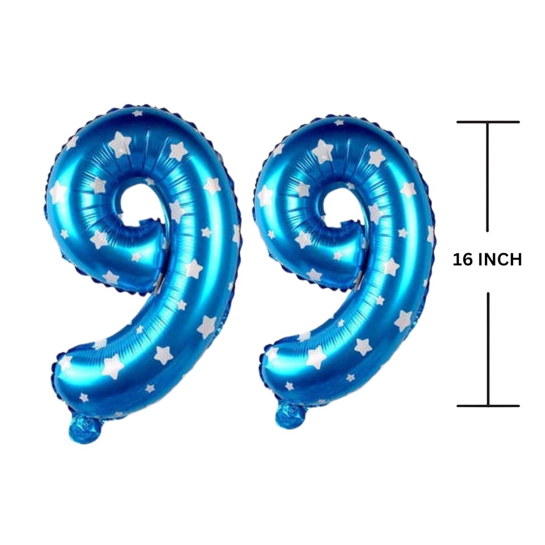 16 Inches BLUE HERATS THEME Number Balloon Air or Helium Compactable Balloon for Party Decoration, Birthday, Anniversary