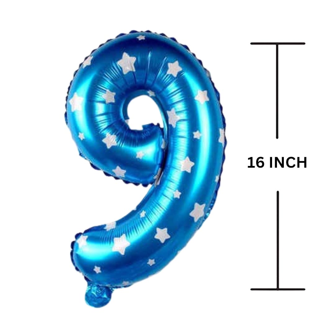 16 Inches BLUE HERATS THEME Number Balloon Air or Helium Compactable Balloon for Party Decoration, Birthday, Anniversary