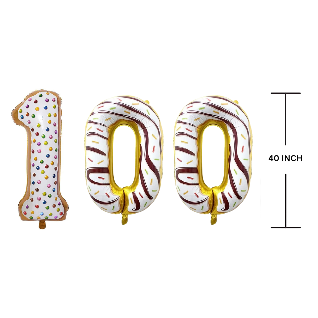 40 Inches DONUT Theme Number Balloon Air or Helium Compactable Balloon for Party Decoration, Birthday, Anniversary