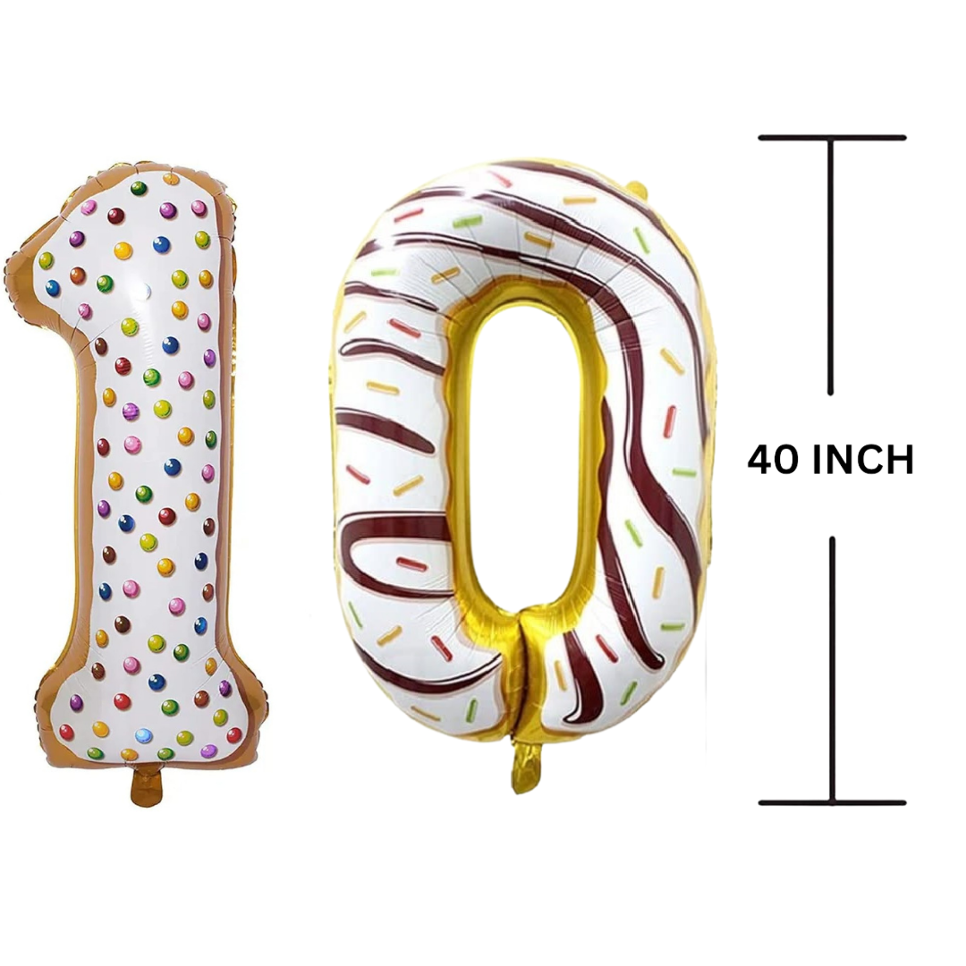 40 Inches DONUT Theme Number Balloon Air or Helium Compactable Balloon for Party Decoration, Birthday, Anniversary