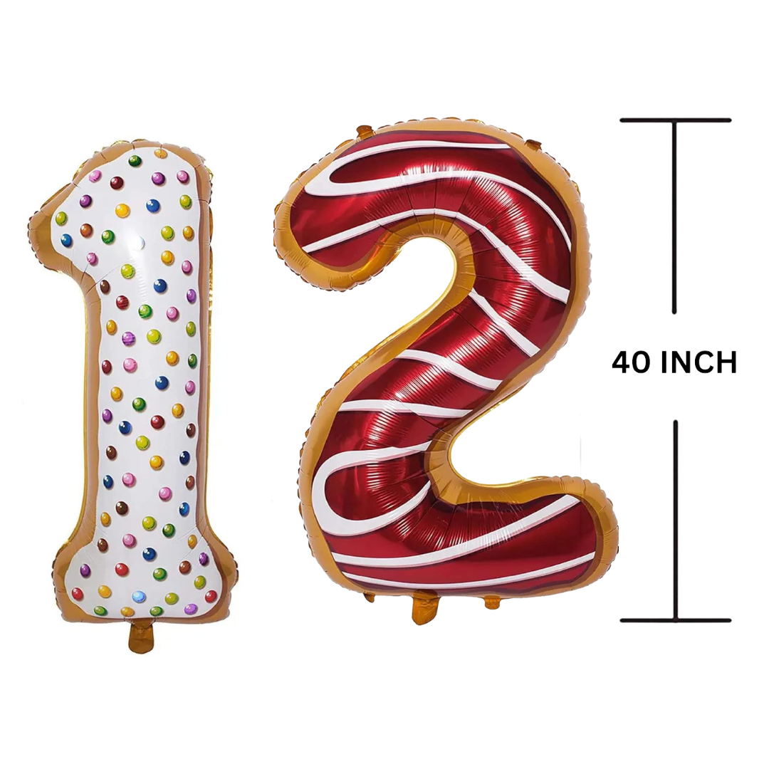 40 Inches DONUT Theme Number Balloon Air or Helium Compactable Balloon for Party Decoration, Birthday, Anniversary