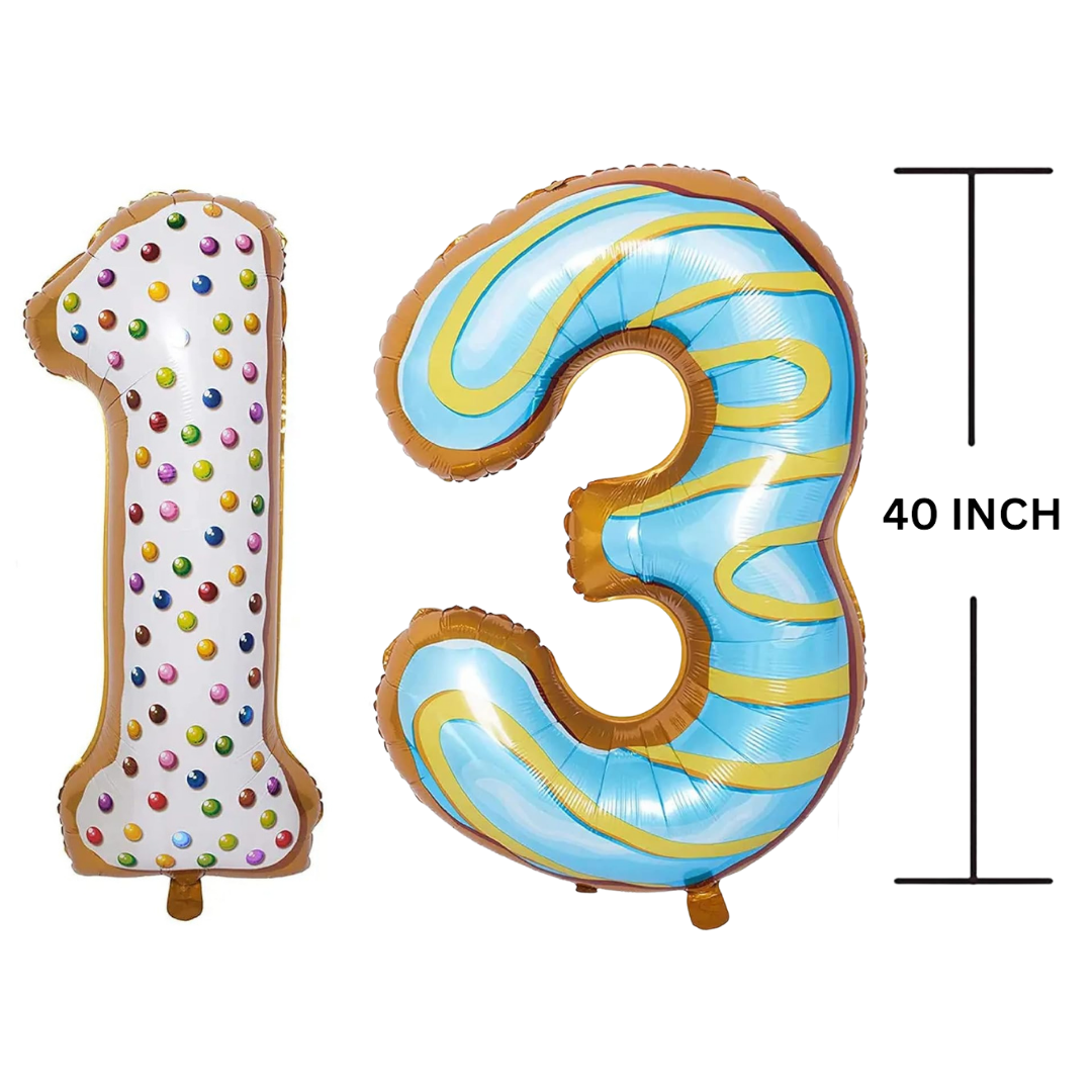 40 Inches DONUT Theme Number Balloon Air or Helium Compactable Balloon for Party Decoration, Birthday, Anniversary