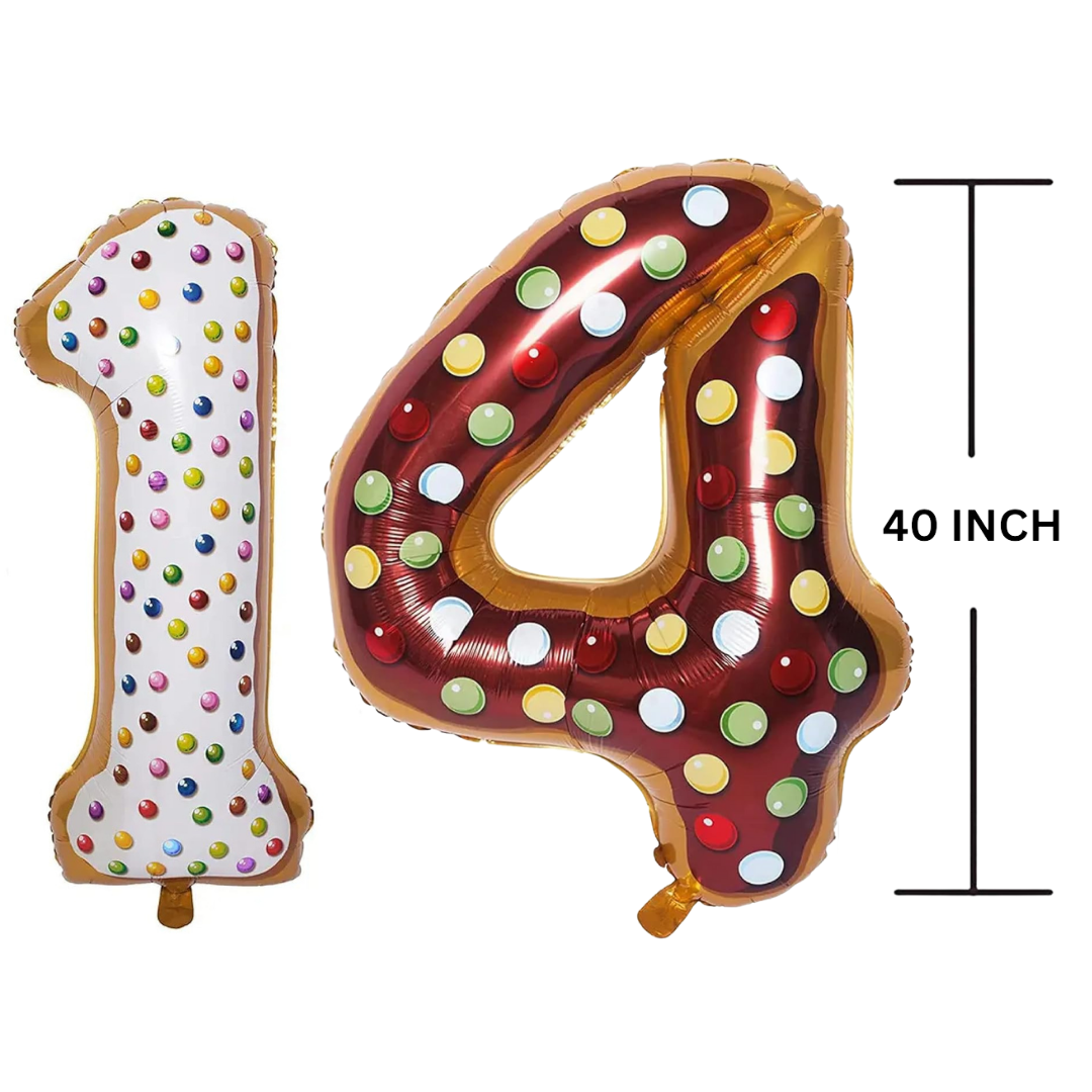 40 Inches DONUT Theme Number Balloon Air or Helium Compactable Balloon for Party Decoration, Birthday, Anniversary