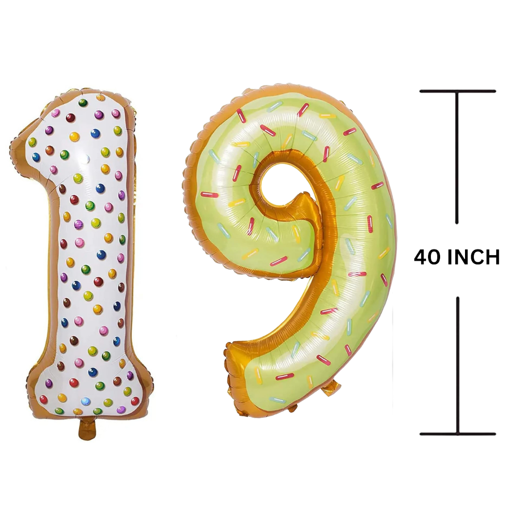 40 Inches DONUT Theme Number Balloon Air or Helium Compactable Balloon for Party Decoration, Birthday, Anniversary