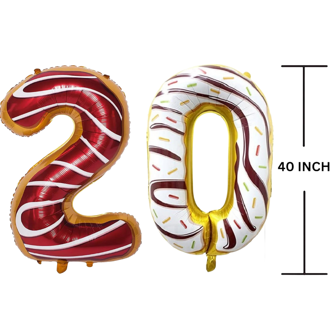 40 Inches DONUT Theme Number Balloon Air or Helium Compactable Balloon for Party Decoration, Birthday, Anniversary