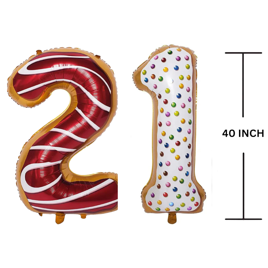 40 Inches DONUT Theme Number Balloon Air or Helium Compactable Balloon for Party Decoration, Birthday, Anniversary