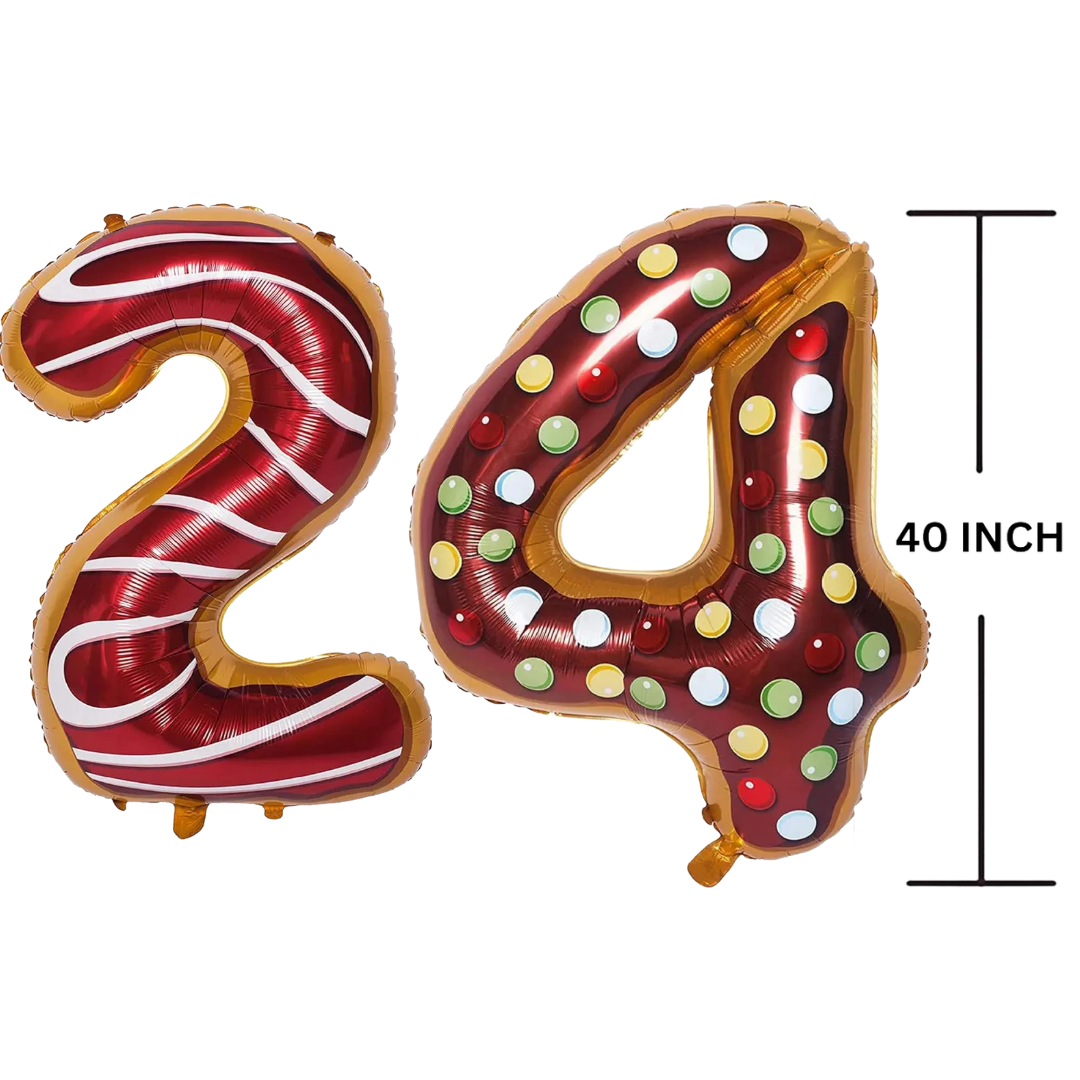 40 Inches DONUT Theme Number Balloon Air or Helium Compactable Balloon for Party Decoration, Birthday, Anniversary