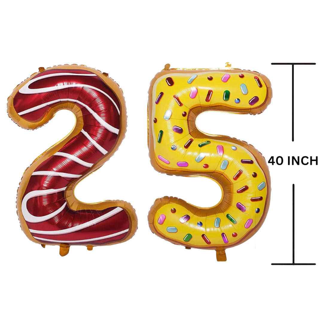 40 Inches DONUT Theme Number Balloon Air or Helium Compactable Balloon for Party Decoration, Birthday, Anniversary