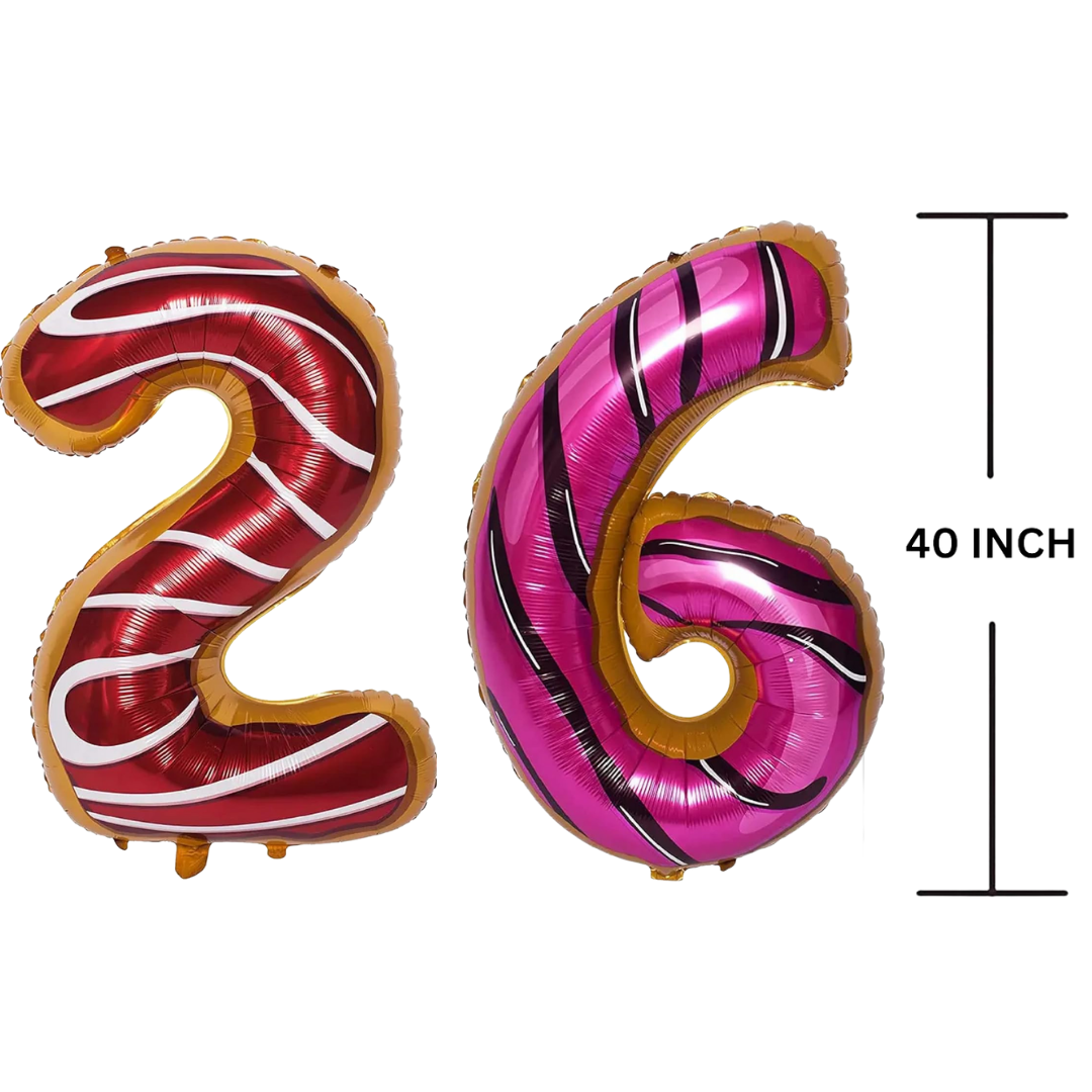 40 Inches DONUT Theme Number Balloon Air or Helium Compactable Balloon for Party Decoration, Birthday, Anniversary