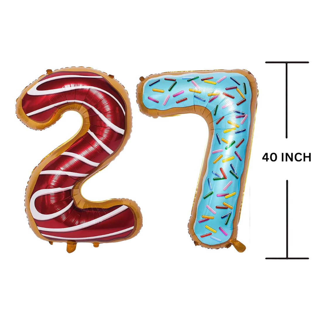 40 Inches DONUT Theme Number Balloon Air or Helium Compactable Balloon for Party Decoration, Birthday, Anniversary