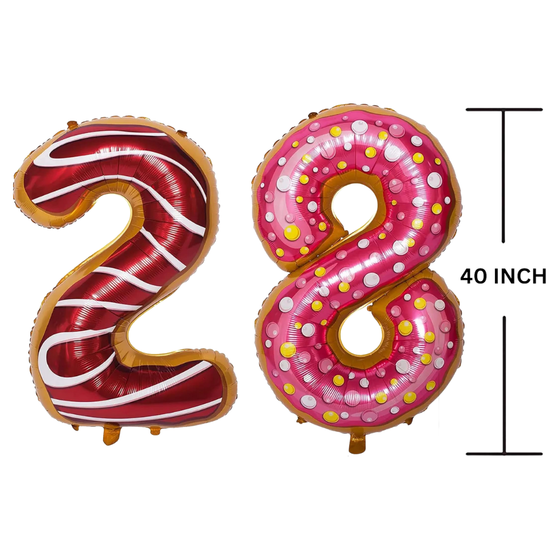 40 Inches DONUT Theme Number Balloon Air or Helium Compactable Balloon for Party Decoration, Birthday, Anniversary