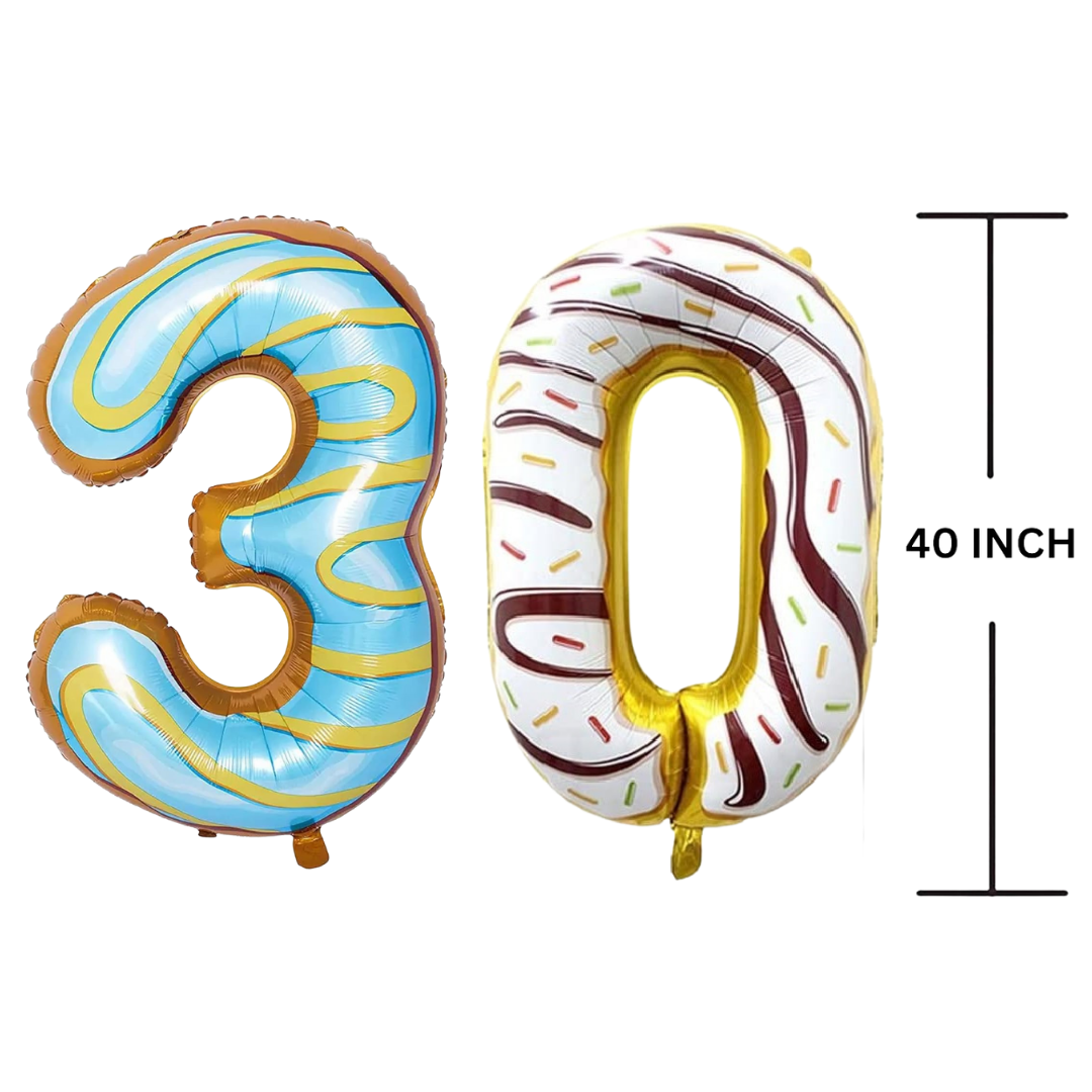 40 Inches DONUT Theme Number Balloon Air or Helium Compactable Balloon for Party Decoration, Birthday, Anniversary