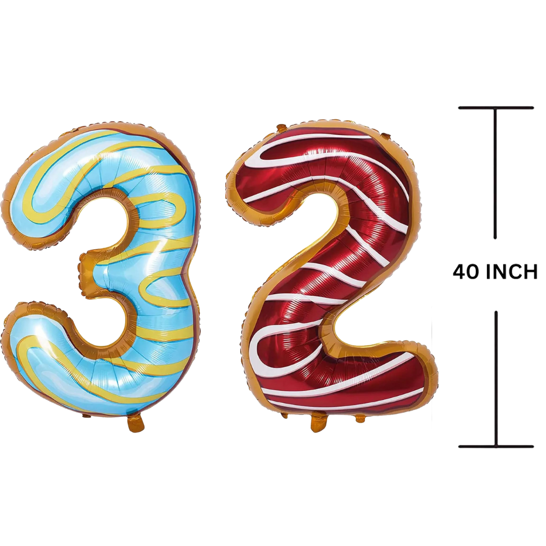 40 Inches DONUT Theme Number Balloon Air or Helium Compactable Balloon for Party Decoration, Birthday, Anniversary