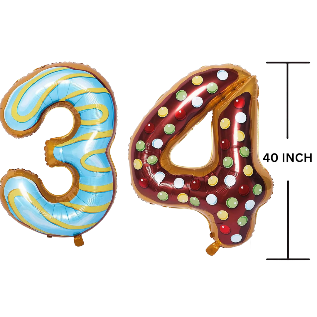 40 Inches DONUT Theme Number Balloon Air or Helium Compactable Balloon for Party Decoration, Birthday, Anniversary