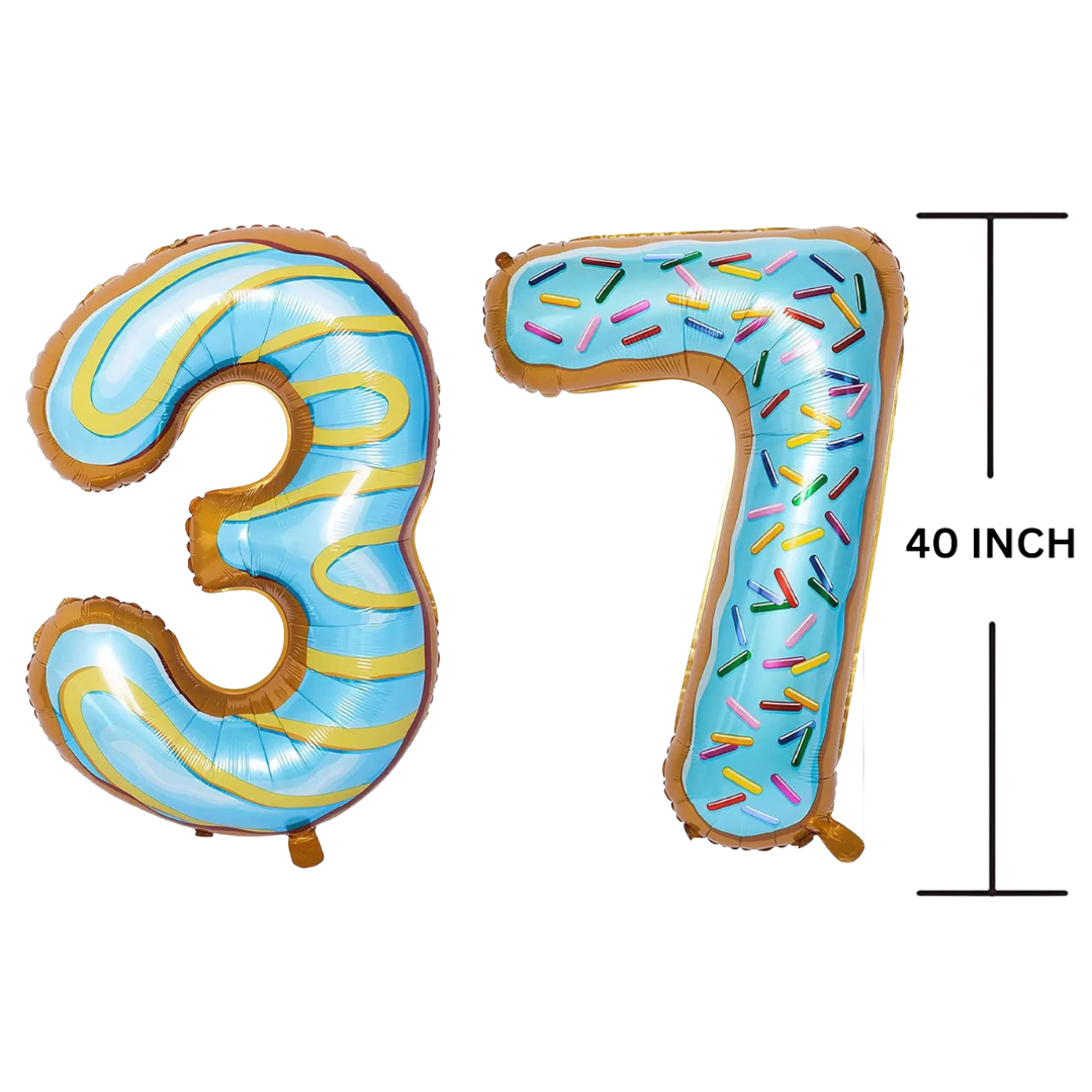 40 Inches DONUT Theme Number Balloon Air or Helium Compactable Balloon for Party Decoration, Birthday, Anniversary