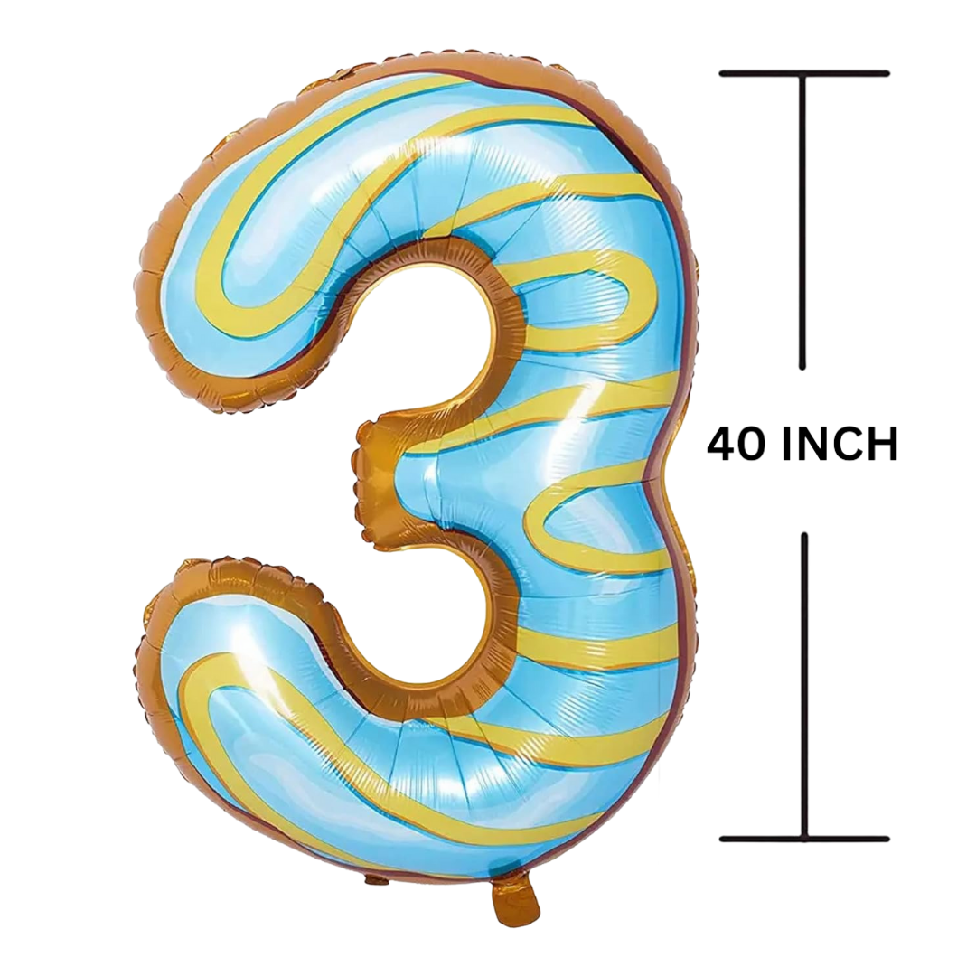 40 Inches DONUT Theme Number Balloon Air or Helium Compactable Balloon for Party Decoration, Birthday, Anniversary