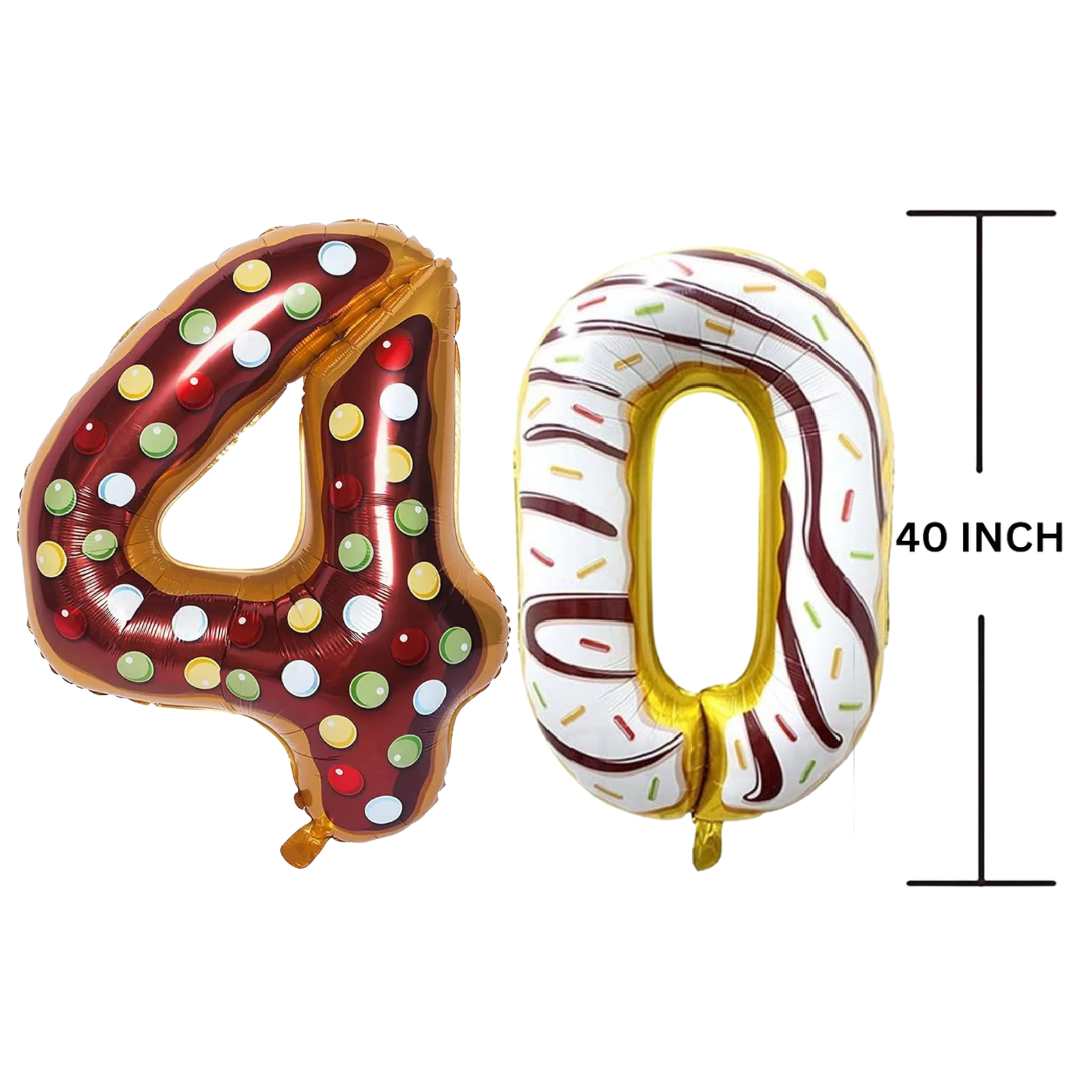 40 Inches DONUT Theme Number Balloon Air or Helium Compactable Balloon for Party Decoration, Birthday, Anniversary