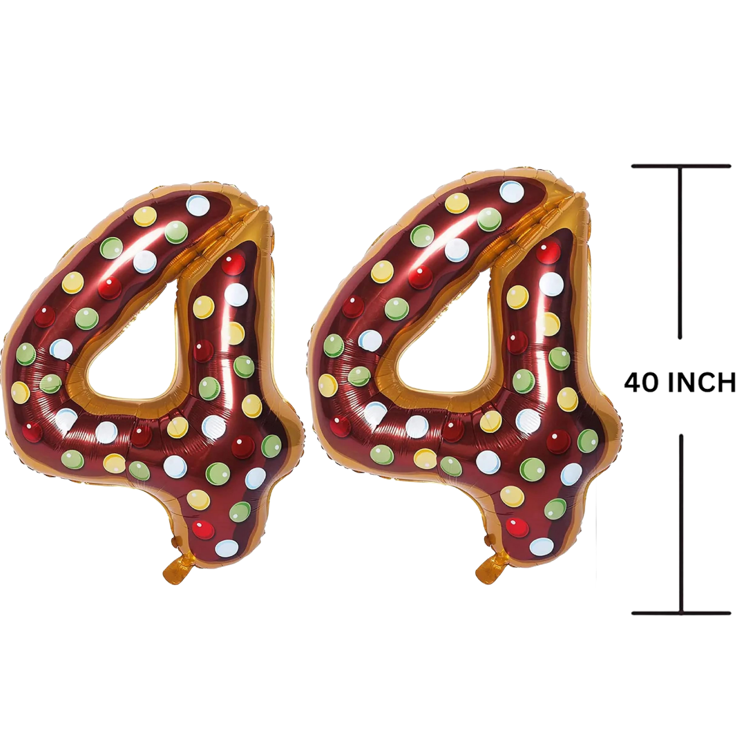 40 Inches DONUT Theme Number Balloon Air or Helium Compactable Balloon for Party Decoration, Birthday, Anniversary