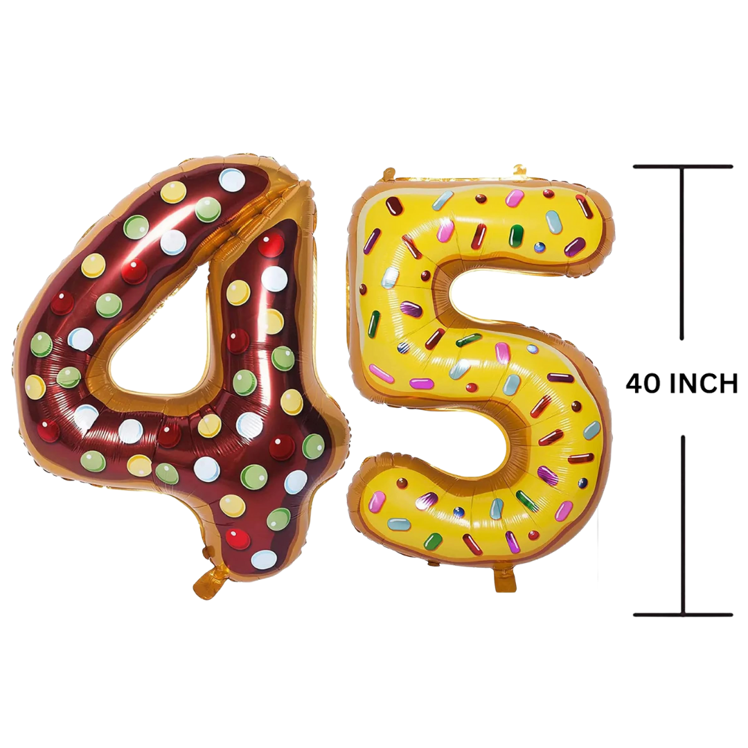 40 Inches DONUT Theme Number Balloon Air or Helium Compactable Balloon for Party Decoration, Birthday, Anniversary