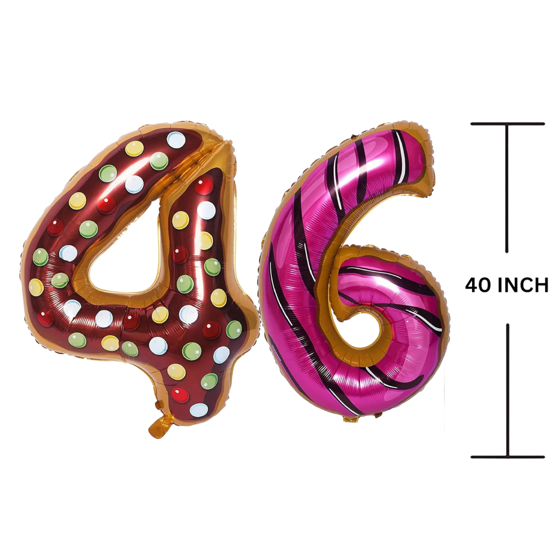 40 Inches DONUT Theme Number Balloon Air or Helium Compactable Balloon for Party Decoration, Birthday, Anniversary