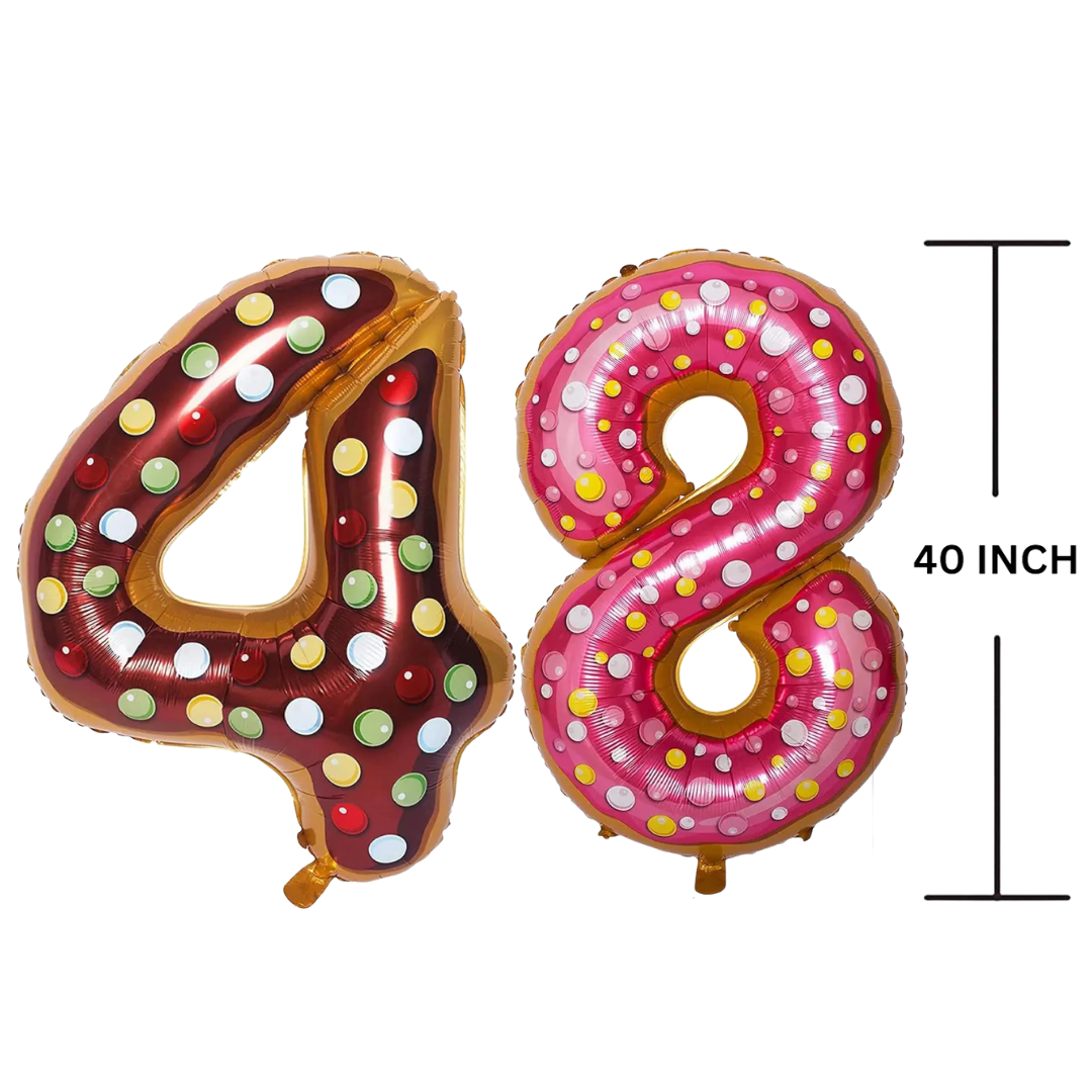 40 Inches DONUT Theme Number Balloon Air or Helium Compactable Balloon for Party Decoration, Birthday, Anniversary