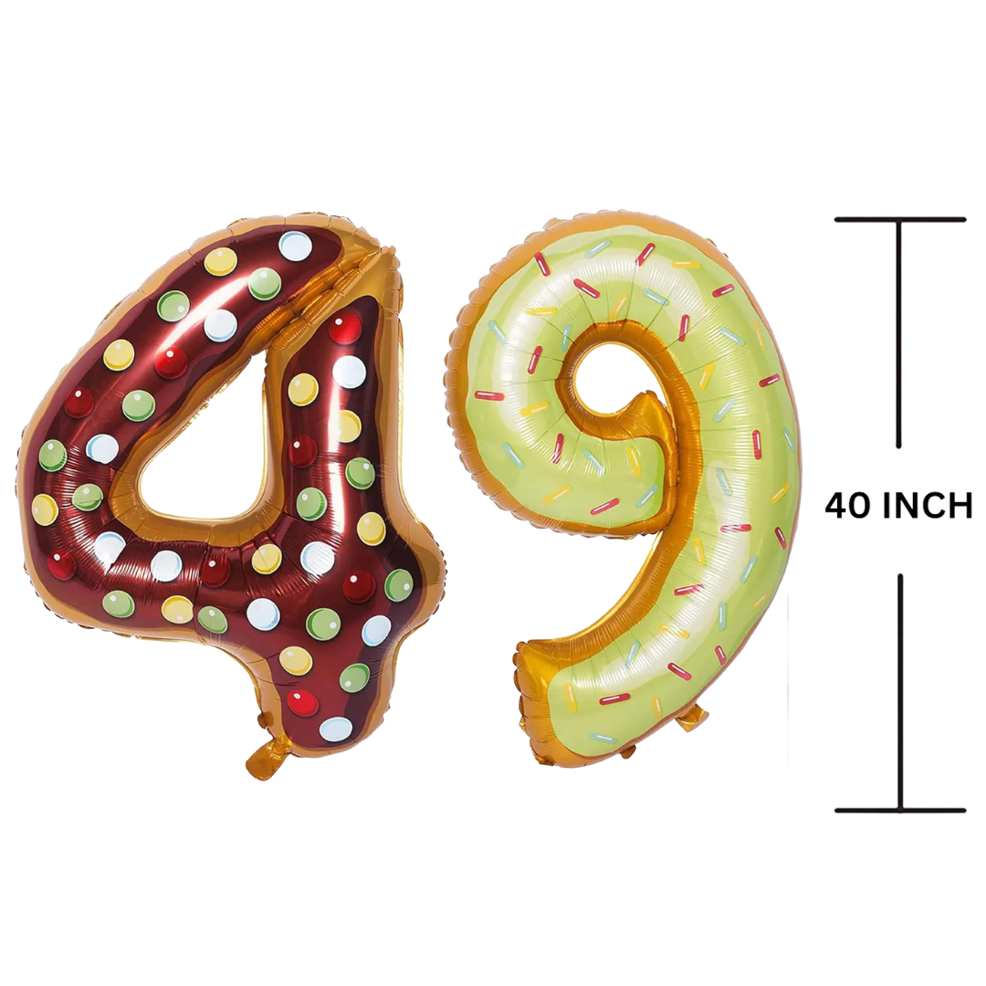 40 Inches DONUT Theme Number Balloon Air or Helium Compactable Balloon for Party Decoration, Birthday, Anniversary