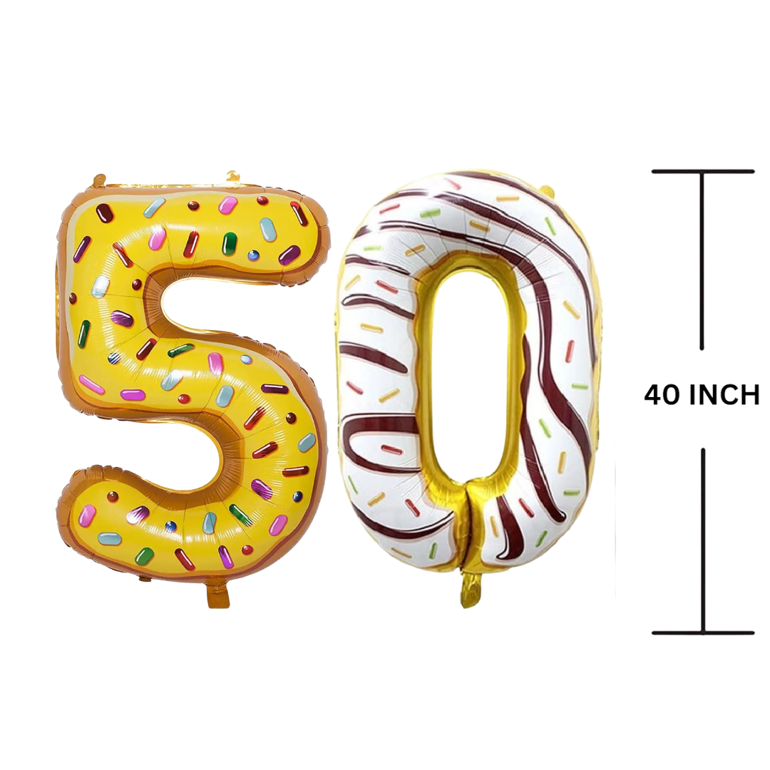 40 Inches DONUT Theme Number Balloon Air or Helium Compactable Balloon for Party Decoration, Birthday, Anniversary