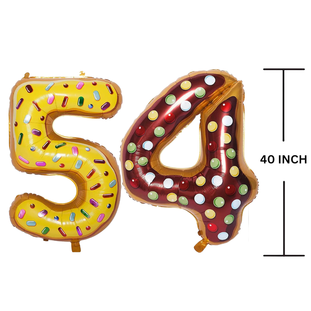 40 Inches DONUT Theme Number Balloon Air or Helium Compactable Balloon for Party Decoration, Birthday, Anniversary